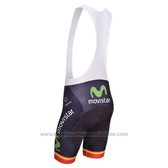 2014 Abbigliamento Ciclismo Movistar Campione Spagna Manica Corta e Salopette